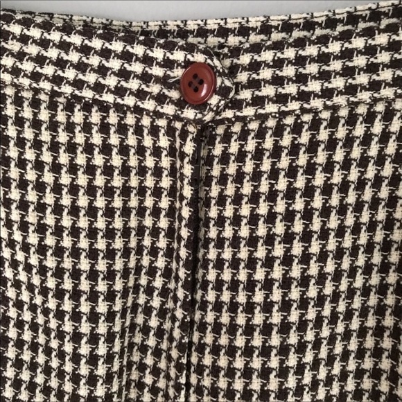 Brown & Cream Houndstooth Wool Skirt - Picture 3 of 5